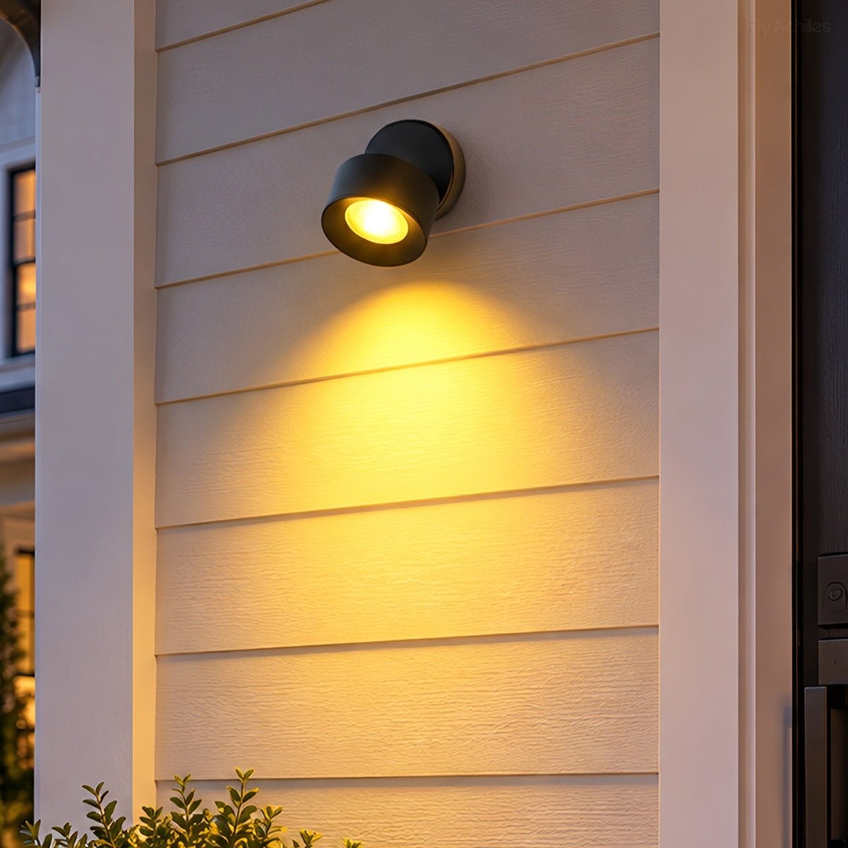 Adjustable Round Black LED Outdoor Lamp Waterproof IP65 Wall Lighting for Veranda, Garden, and Patio 360° Rotatable | Sansoti