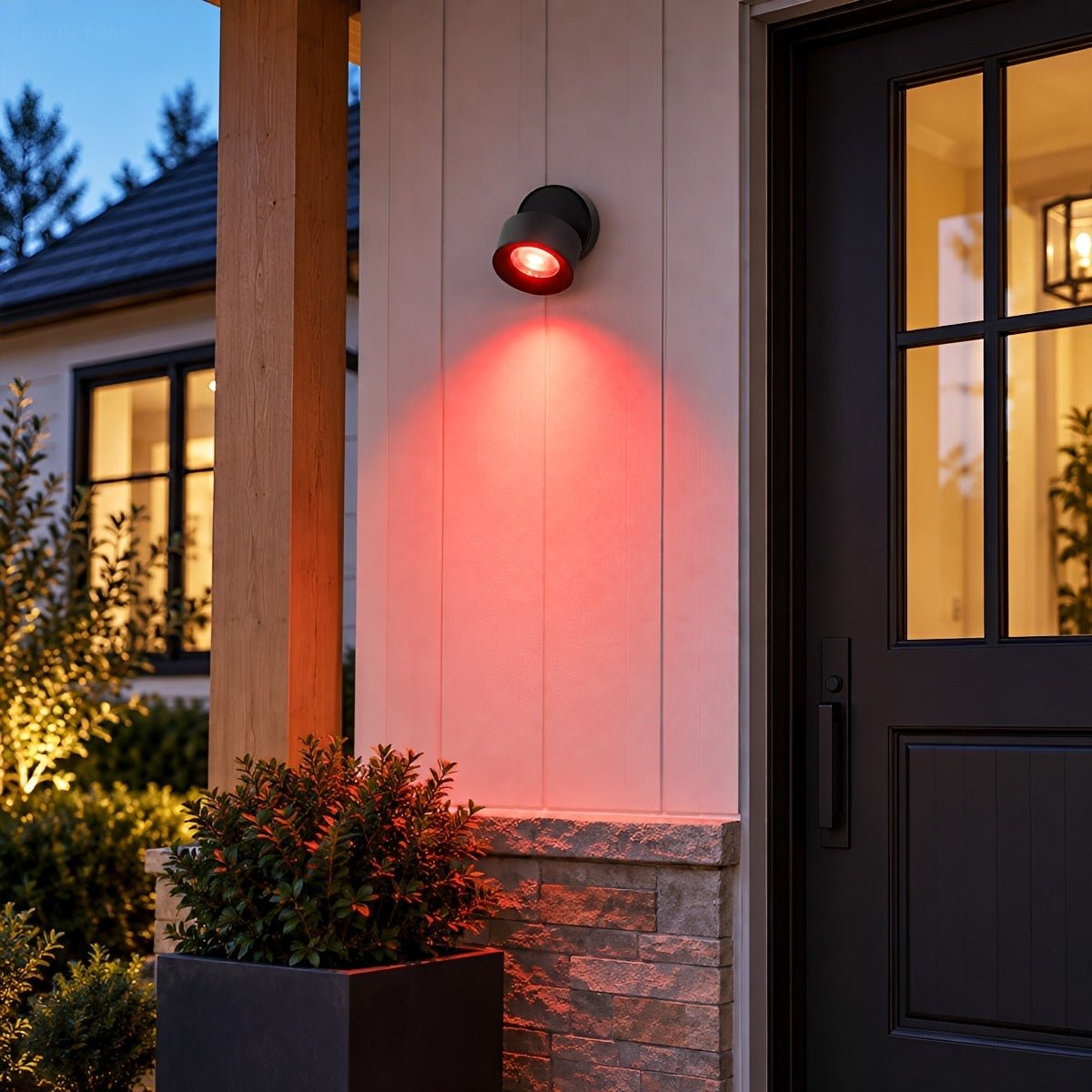 Adjustable Round Black LED Outdoor Lamp Waterproof IP65 Wall Lighting for Veranda, Garden, and Patio 360° Rotatable | Sansoti