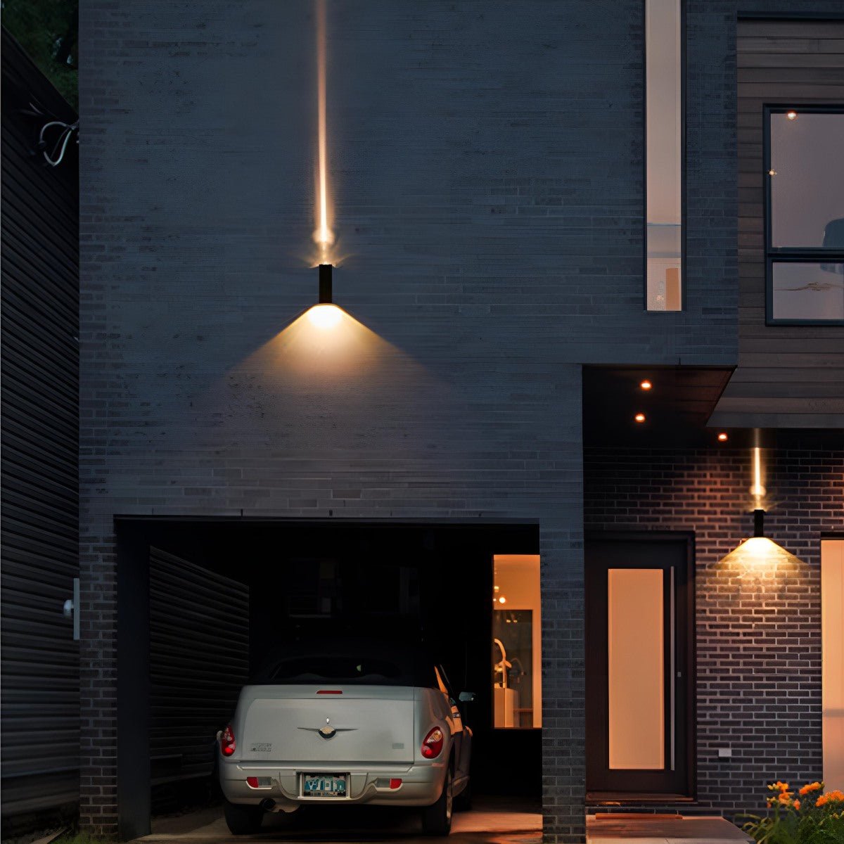 Außenwandleuchte LED Up Down Aluminium Schwarz IP65 Fassade Terrasse Veranda Warmweiß 3000K Wandspot Außenbeleuchtung Modern Stimmungslicht | Sansoti