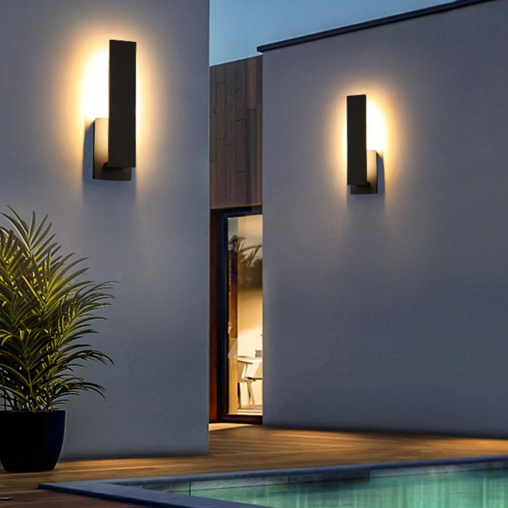 Rectangular Outdoor Wall Lamp LED Black Aluminum IP54 Waterproof Modern Design for Veranda Patio and Garden | Sansoti