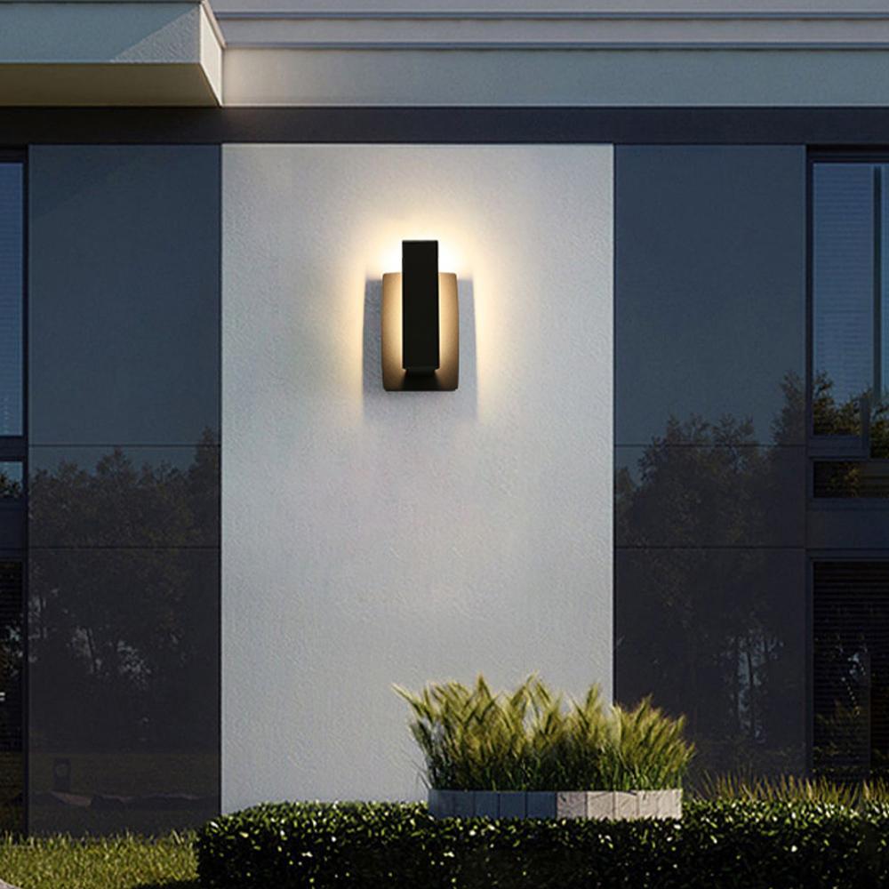 Rectangular Outdoor Wall Lamp LED Black Aluminum IP54 Waterproof Modern Design for Veranda Patio and Garden | Sansoti