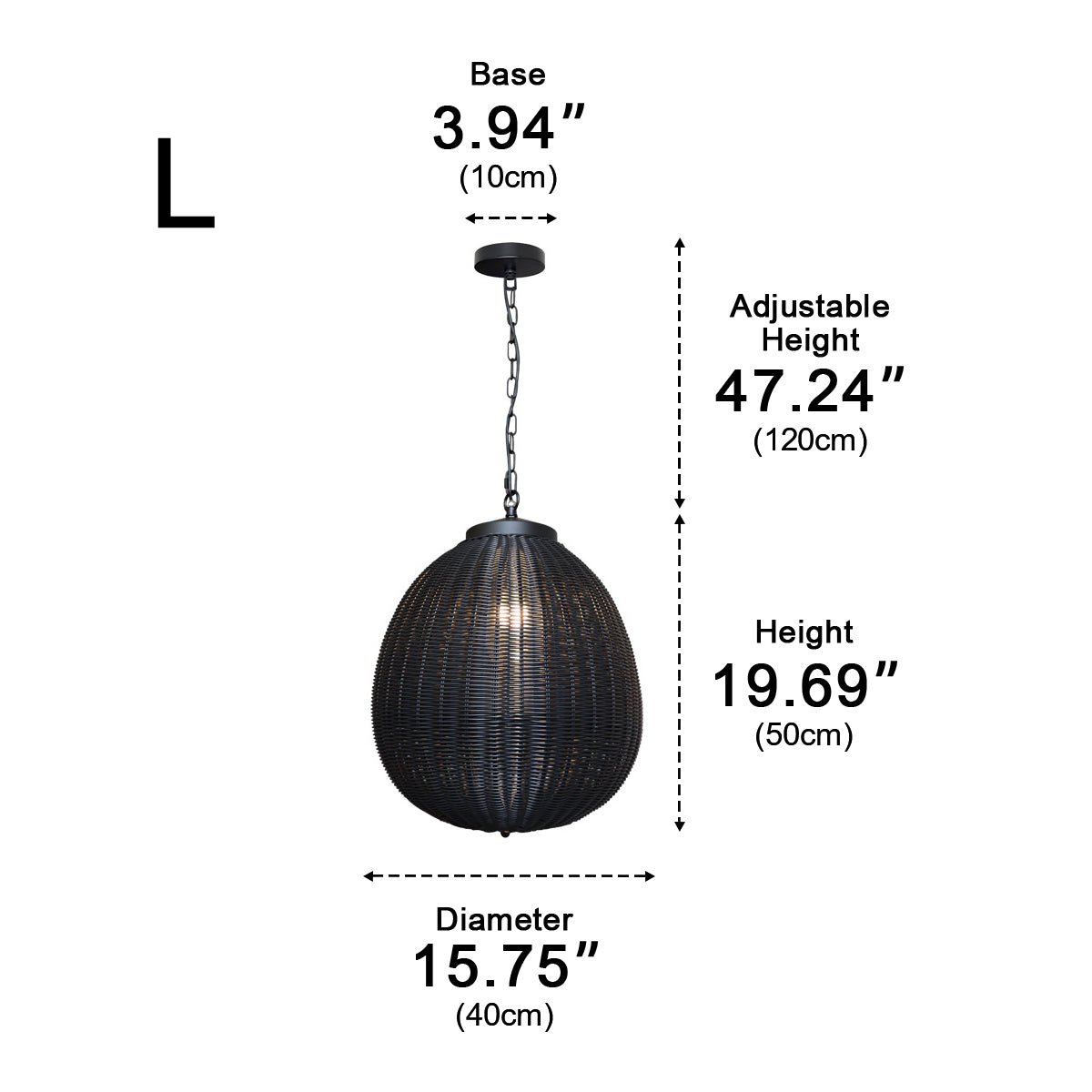 Hängelampe Außen Rattan Schwarz E27 Garten Retro Runde Außenlampe Verstellbares Kabel Terrasse Veranda Außenbeleuchtung Landhausstil | Sansoti