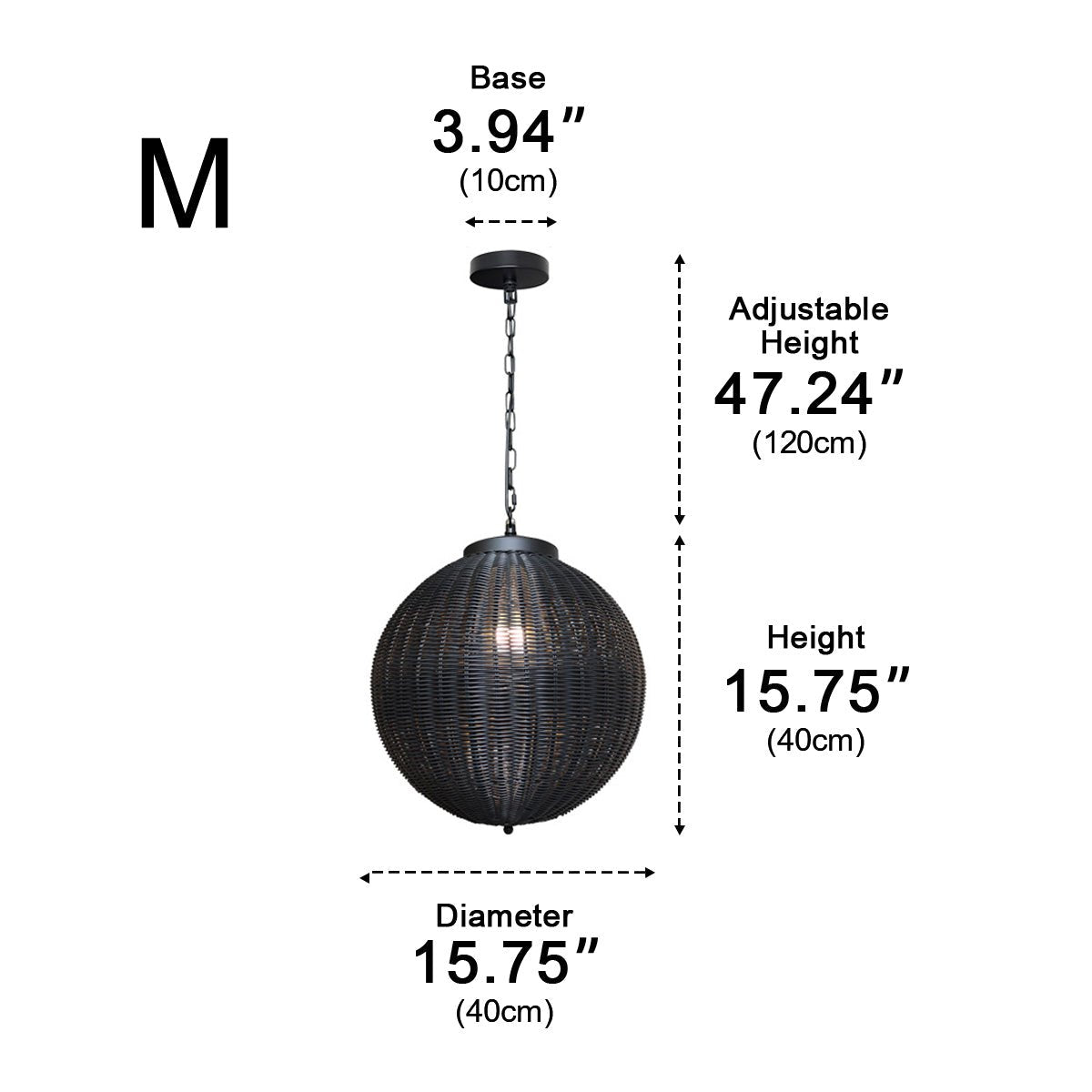 Hängelampe Außen Rattan Schwarz E27 Garten Retro Runde Außenlampe Verstellbares Kabel Terrasse Veranda Außenbeleuchtung Landhausstil | Sansoti