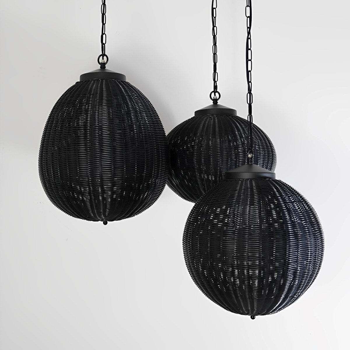 Hängelampe Außen Rattan Schwarz E27 Garten Retro Runde Außenlampe Verstellbares Kabel Terrasse Veranda Außenbeleuchtung Landhausstil | Sansoti