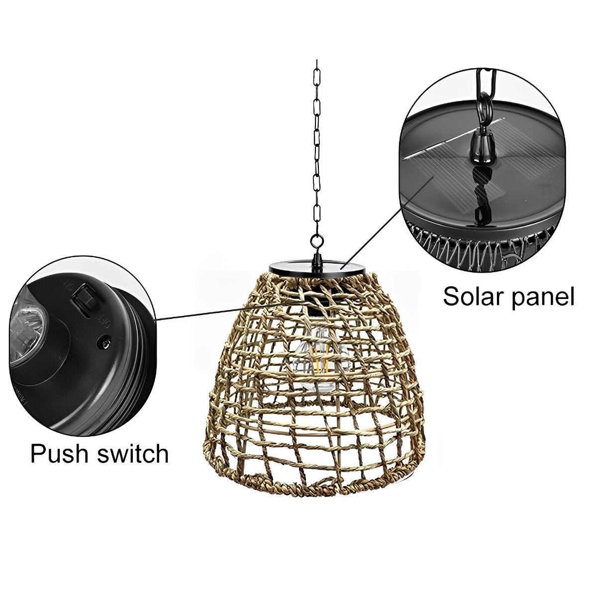 Hanging Outdoor Solar Lantern, Bell-Shaped, Waterproof IP44 LED Garden Lighting for Patio, Veranda, and Garden | Sansoti