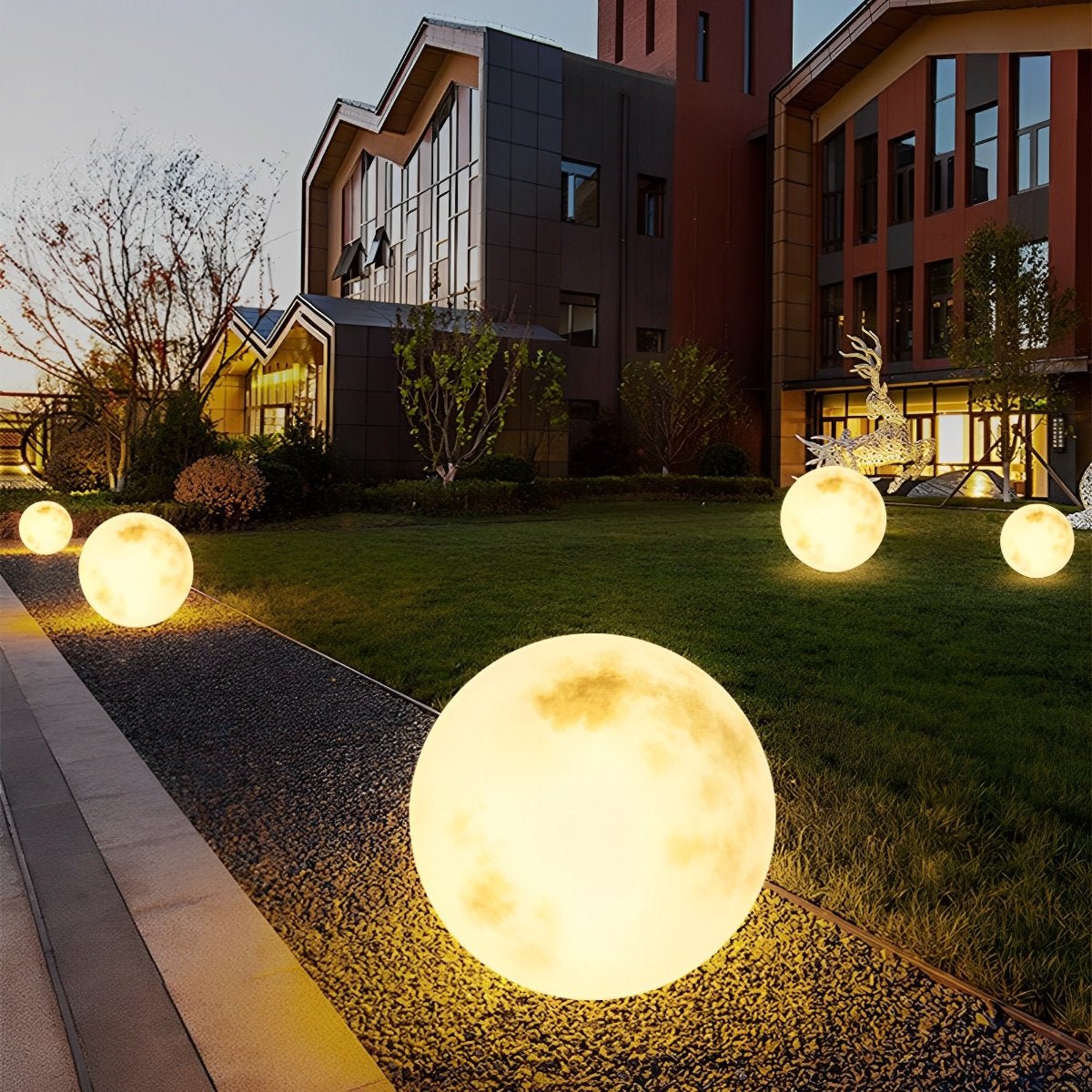 Bolvormige Tuinverlichting op Zonne-energie met Maanreliëf Waterdicht IP67 voor Tuin Pad Terras Gazon Oprit | Sansoti