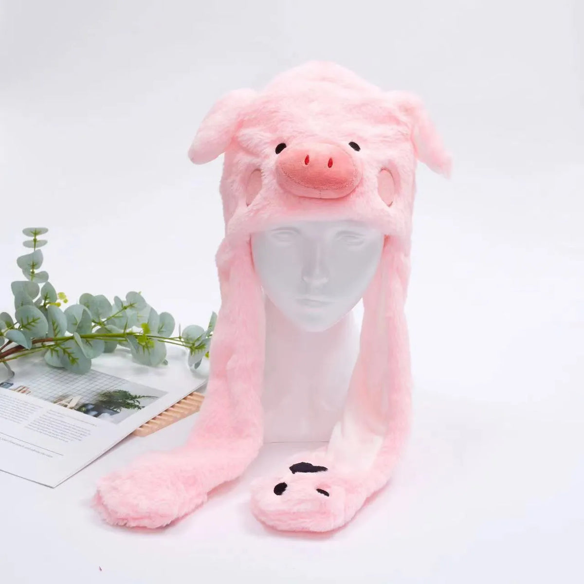 Interactive plush hat with moving ears – soft headwear for parties, cosplay and fancy dress | Sansoti