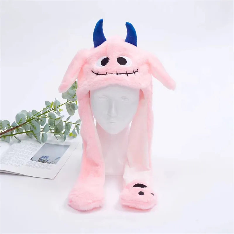 Interactive plush hat with moving ears – soft headwear for parties, cosplay and fancy dress | Sansoti