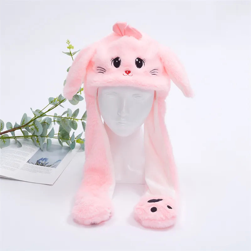 Interactive plush hat with moving ears – soft headwear for parties, cosplay and fancy dress | Sansoti