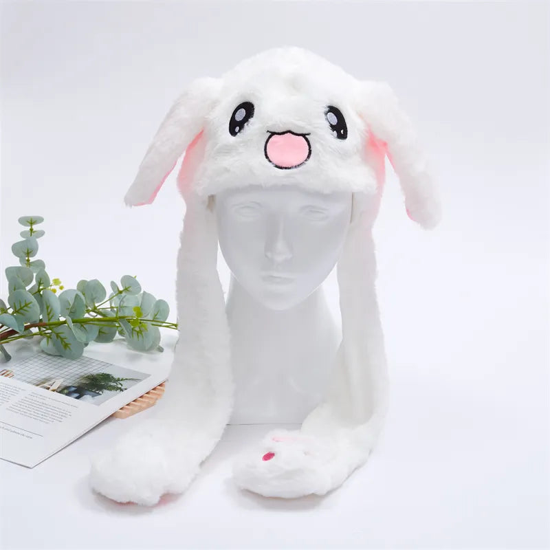 Interactive plush hat with moving ears – soft headwear for parties, cosplay and fancy dress | Sansoti