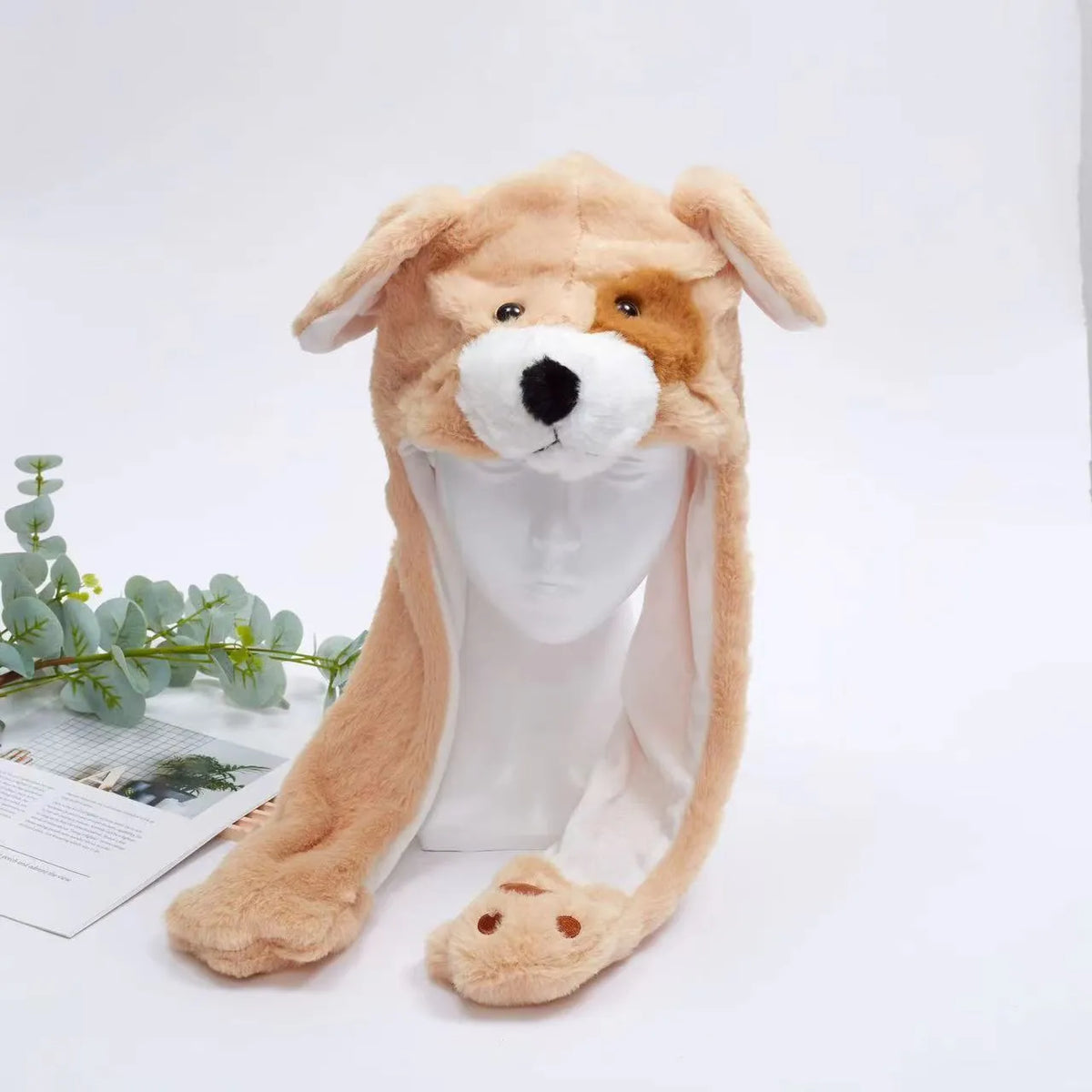 Interactive plush hat with moving ears – soft headwear for parties, cosplay and fancy dress | Sansoti