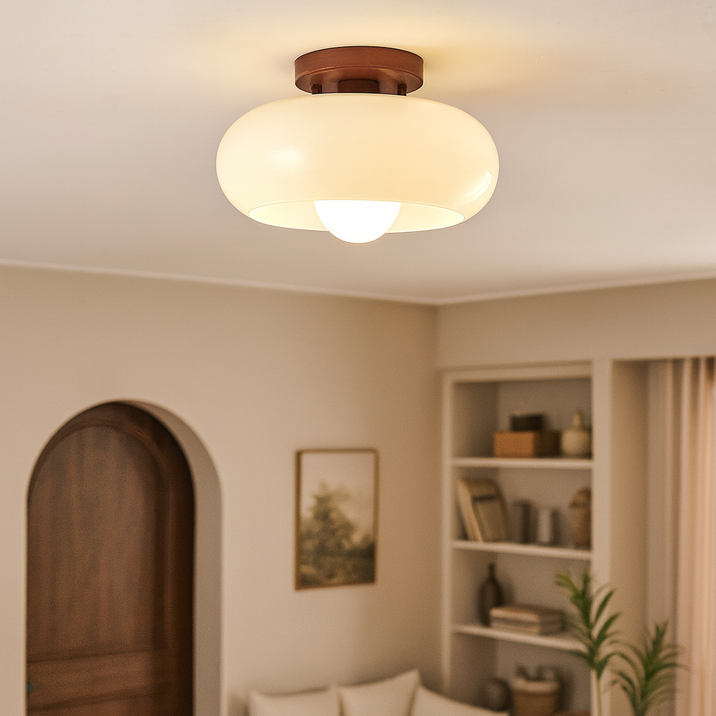 Deckenleuchte Cremeglas Geometrisches Design Warmes Licht 3000K Modernes Interieur Wohnzimmer Flur Schlafzimmer Ø20-28cm | Sansoti