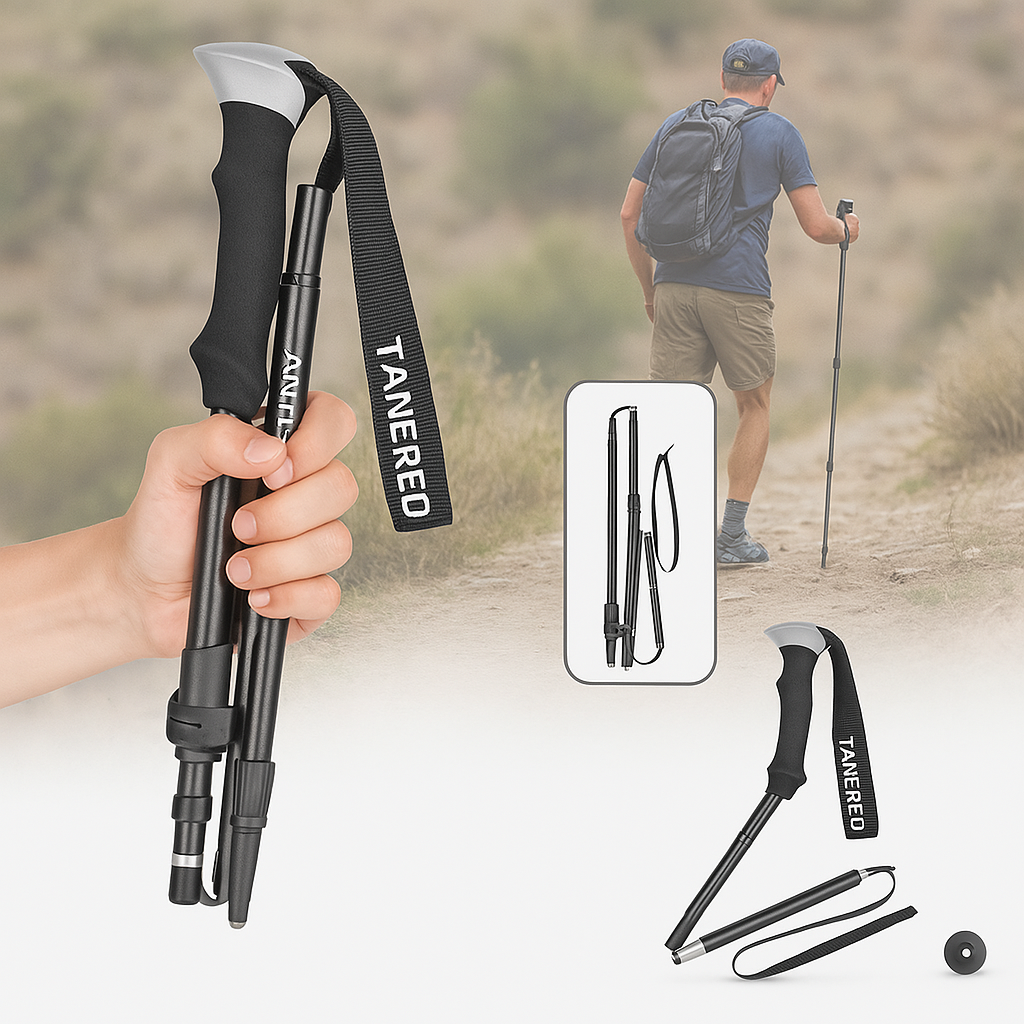 Bâtons de marche réglables 110-135 cm pliables, bâtons de trekking légers en aluminium pour randonnée en montagne et activités de plein air | Sansoti