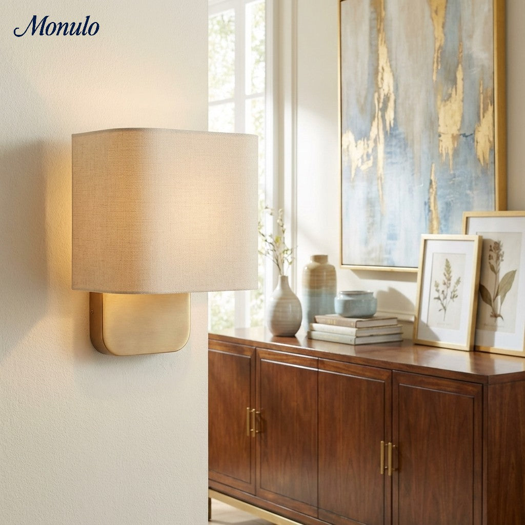 Fabric Wall Lamp with Metal Fitting for Reading Light Bedroom | Sansoti