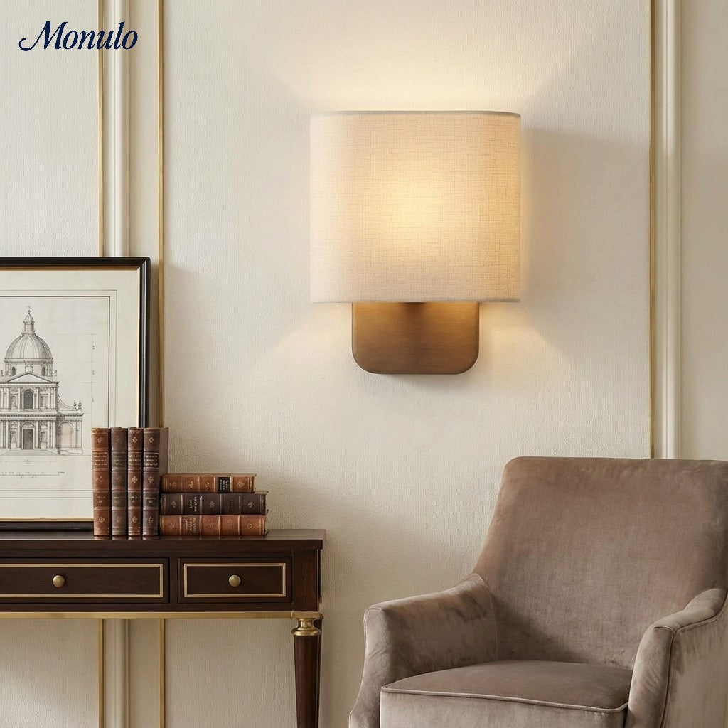 Fabric Wall Lamp with Metal Fitting for Reading Light Bedroom | Sansoti