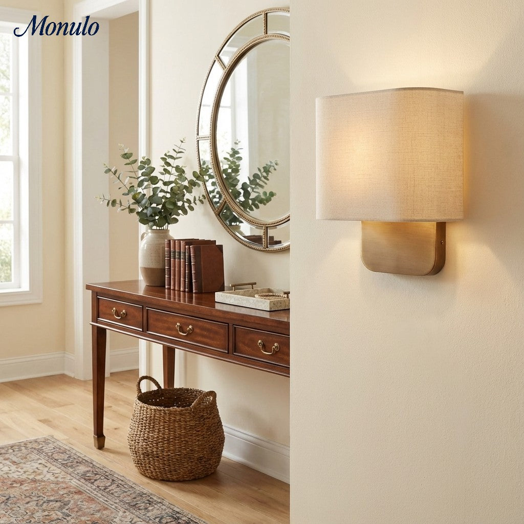 Fabric Wall Lamp with Metal Fitting for Reading Light Bedroom | Sansoti