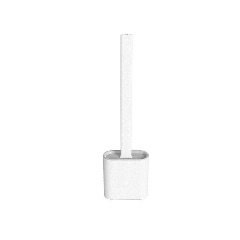 Brosse de toilette en silicone flexible blanche, montage mural, ensemble brosse avec support, hygiénique, salle de bain, nettoyage sans perçage | Sansoti
