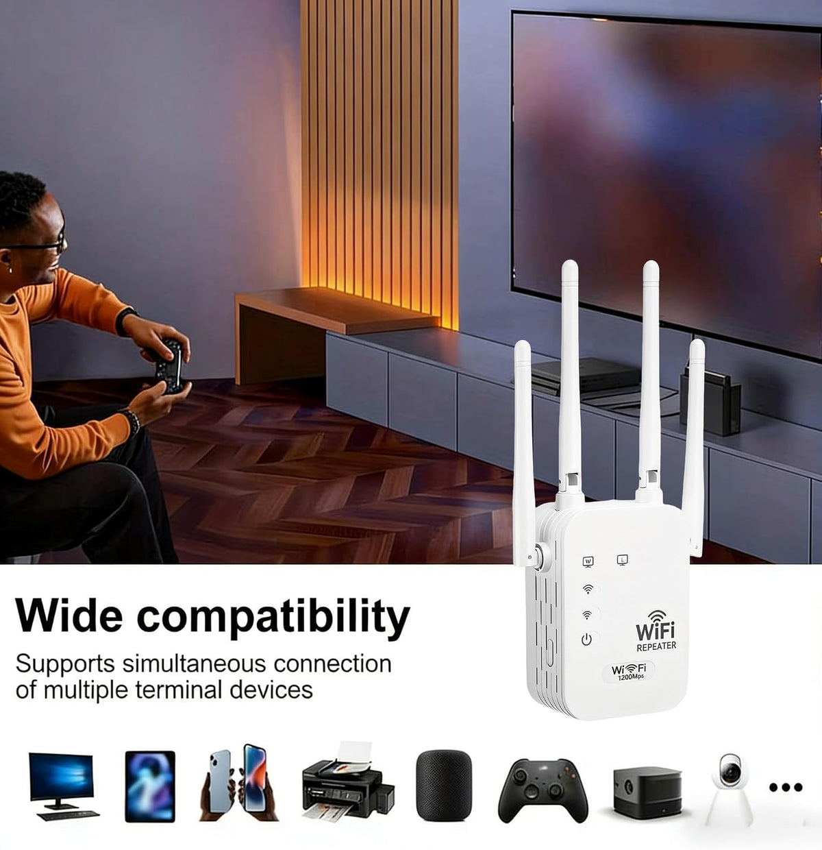 WiFi Signaalversterker Buiten Dual-Band 1200Mbps Weerbestendig voor Tuin Terras Garage Gaas Streaming | Sansoti