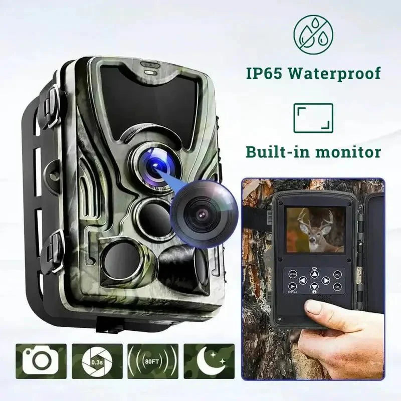 Wildlife camera with motion sensor & night vision | Trail camera for nature, garden & security
