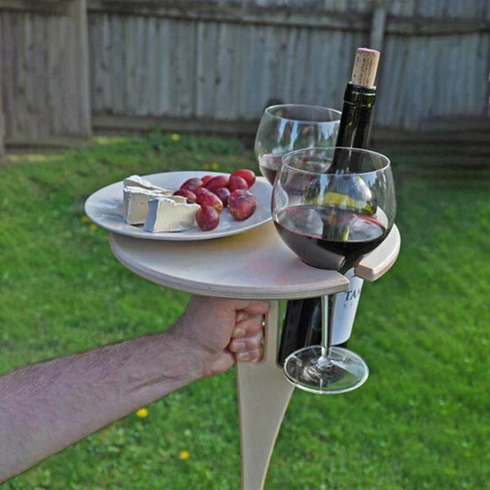 Foldable Wooden Picnic Wine Board for Garden Park Beach Camping Outdoor Portable Wine Holder Table | Sansoti