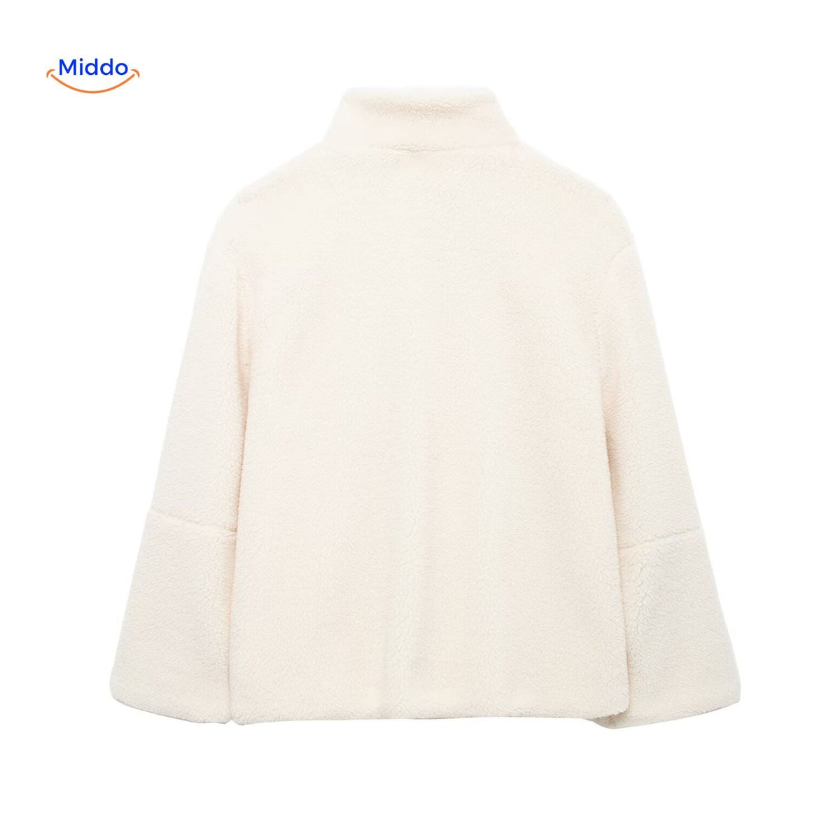 Teddy Winterjas Dames met Hoge Kraag - Zachte Lamswol Imitatie Jas - Beige Bruin Khaki - Warm Wintermodel | Sansoti