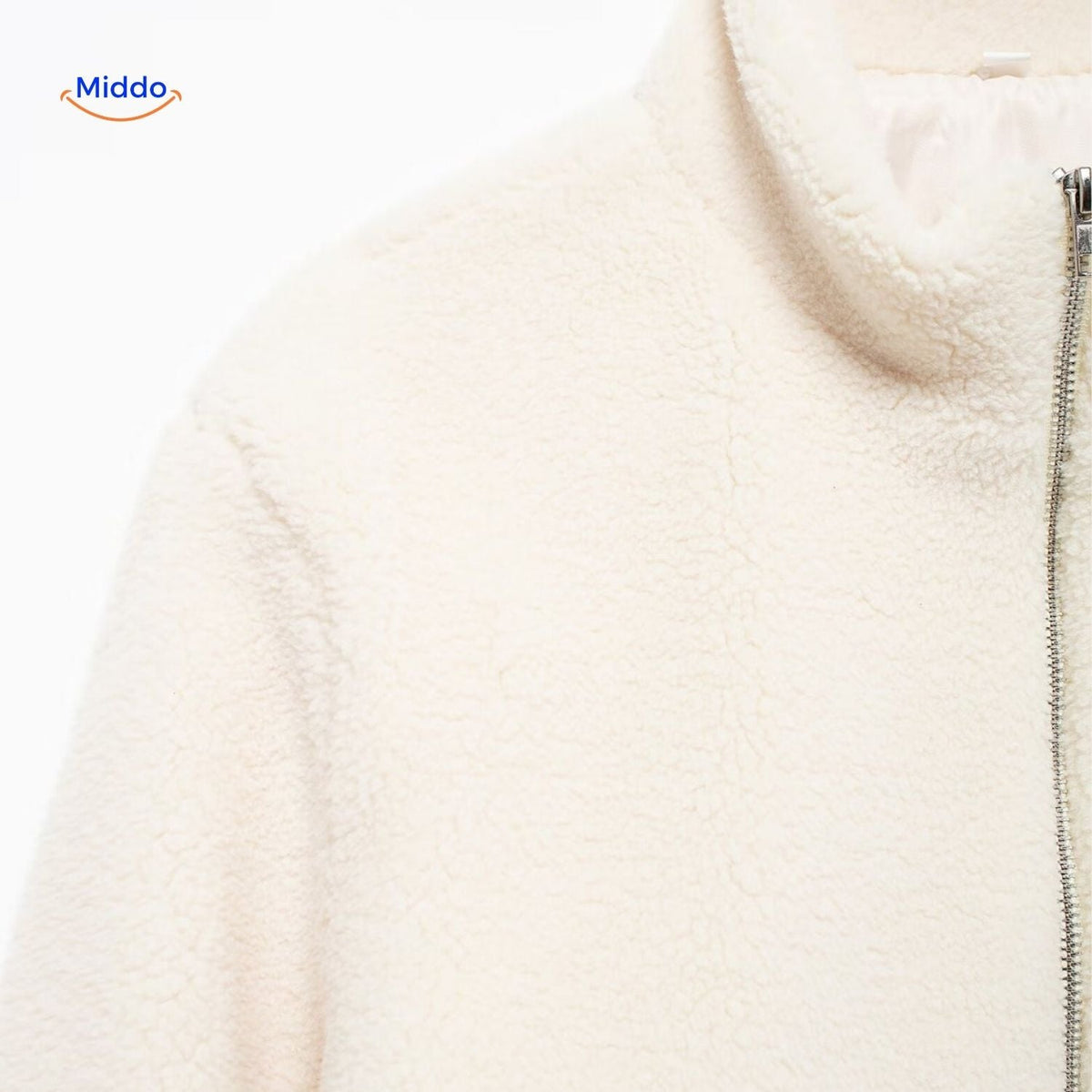 Teddy Winterjas Dames met Hoge Kraag - Zachte Lamswol Imitatie Jas - Beige Bruin Khaki - Warm Wintermodel | Sansoti
