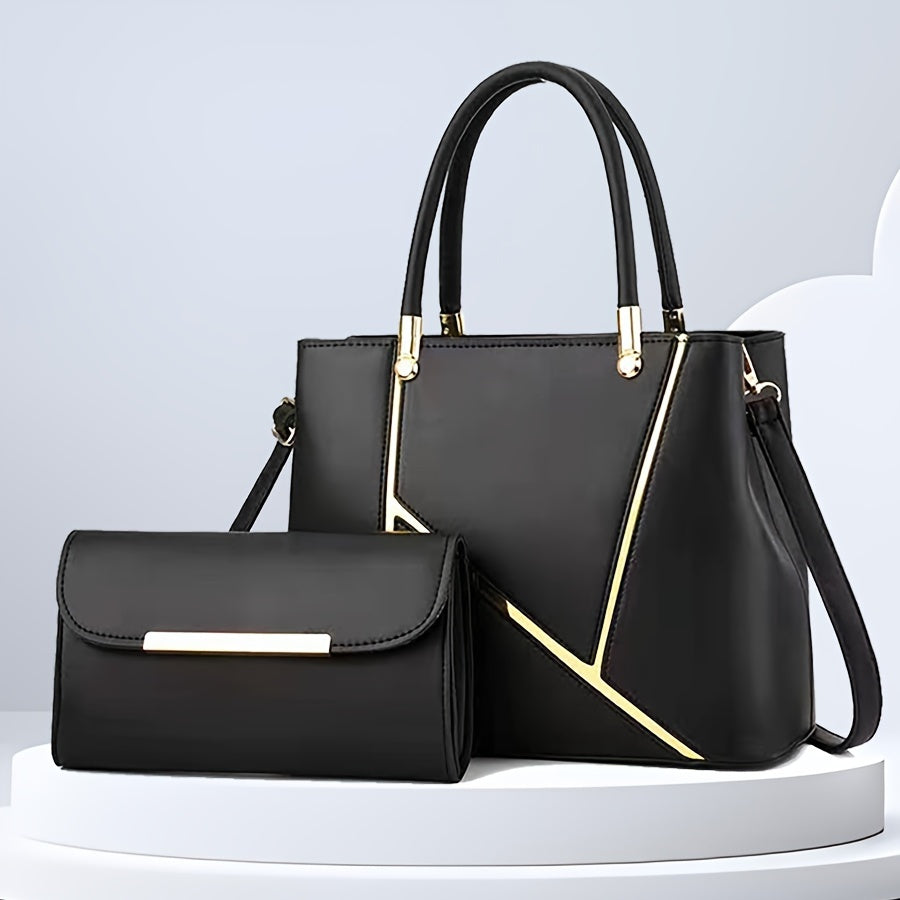 Tweetal Handtassen Set Shopper en Crossbody Tas Dames Schoudertas Kunstleer Praktisch Dagelijks Gebruik | Sansoti