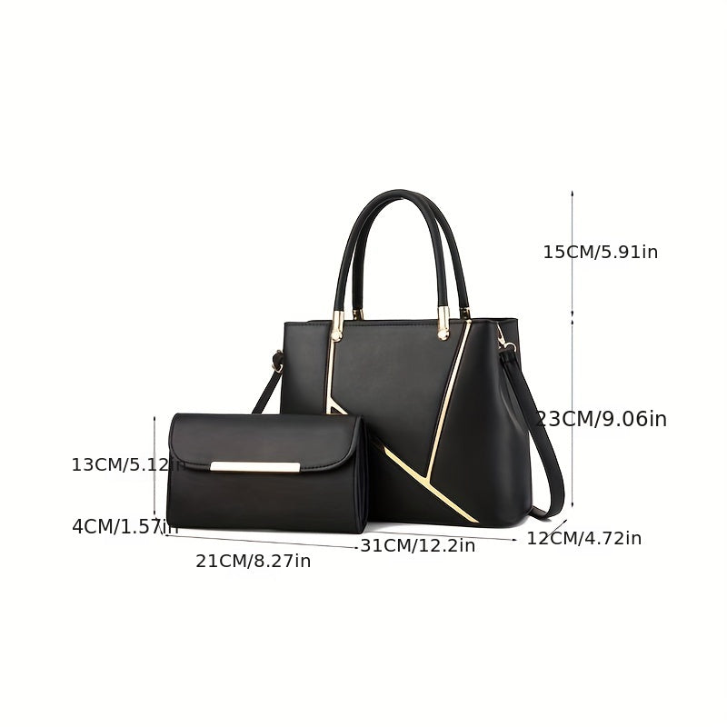 Tweetal Handtassen Set Shopper en Crossbody Tas Dames Schoudertas Kunstleer Praktisch Dagelijks Gebruik | Sansoti
