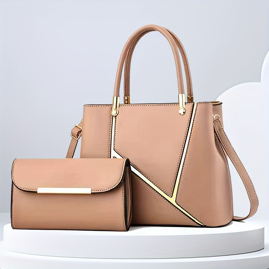 Tweetal Handtassen Set Shopper en Crossbody Tas Dames Schoudertas Kunstleer Praktisch Dagelijks Gebruik | Sansoti