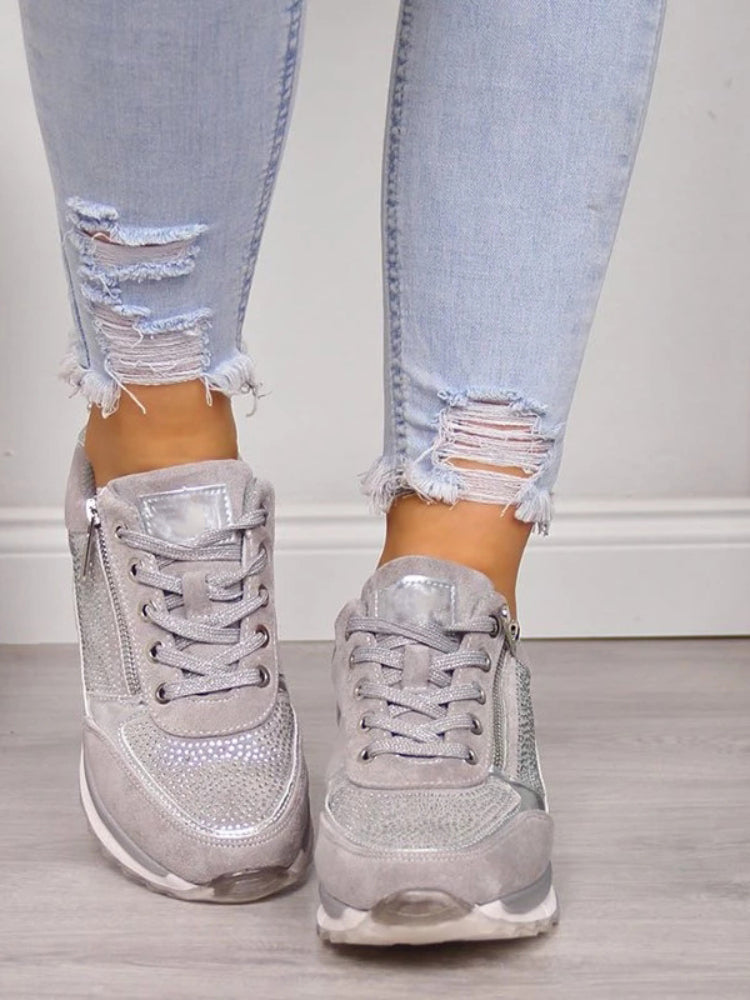 Dames Sneakers met Ritssluiting en Gedempt Voetbed voor Wandelcomfort Dagelijks Gebruik Sportief Design | Sansoti