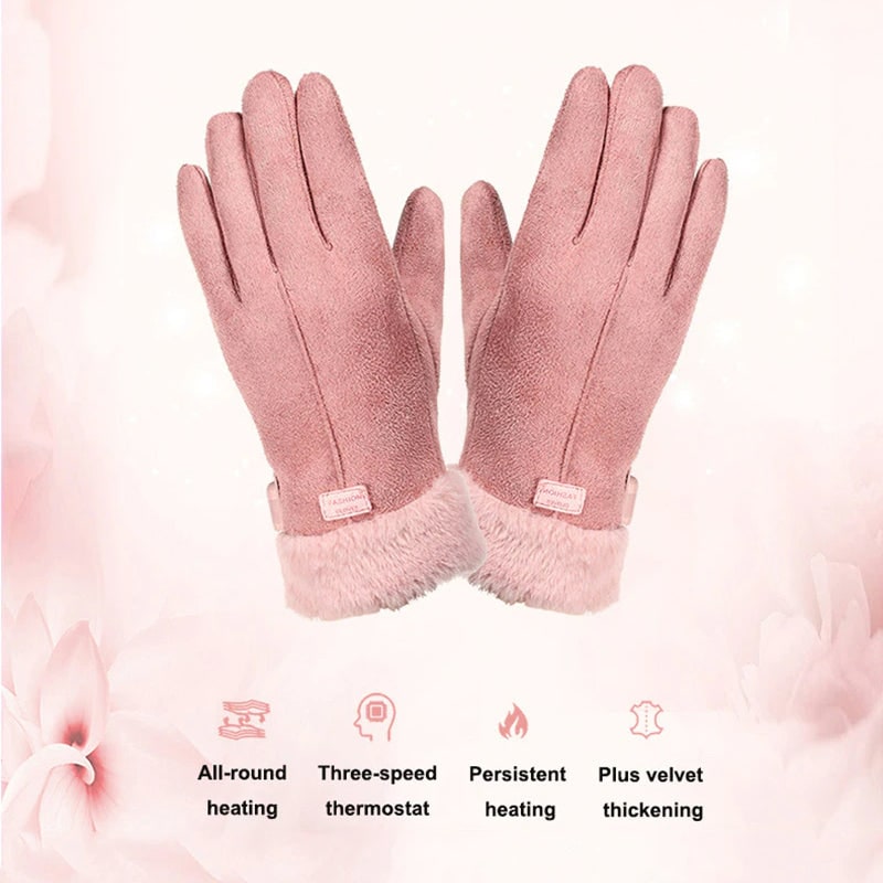 Gants chauffants pour femmes avec batterie rechargeable et doublure polaire, gants d'hiver compatibles avec les écrans tactiles | Sansoti