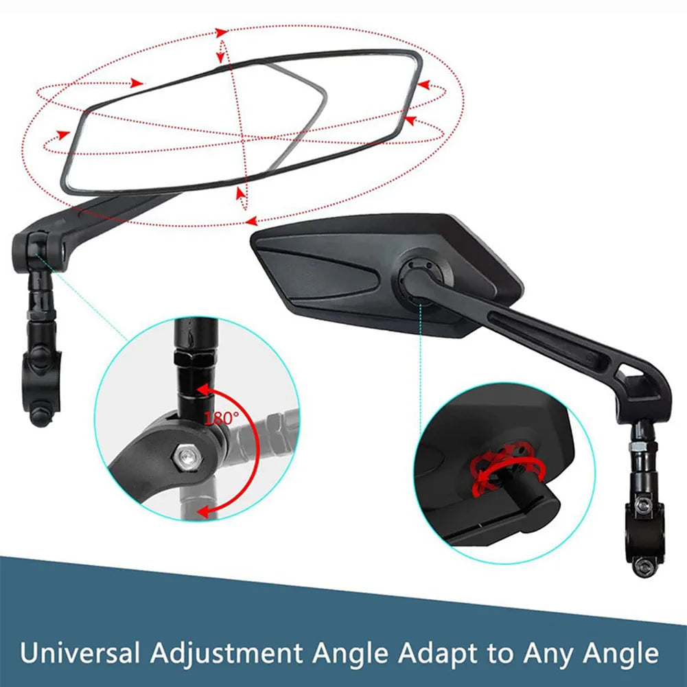 Fietsspiegels Set 2 Stuks HD Glas 360° Verstelbaar Stuurbevestiging 18.5cm Breed Zicht Fiets Scooter | Sansoti