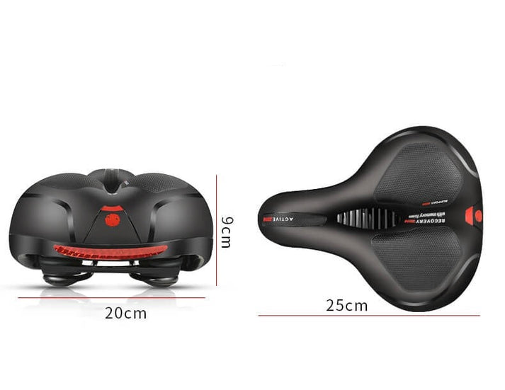 Selle de vélo avec amortisseur, ergonomique, confortable, noire, pour longues sorties, respirante et étanche | Sansoti
