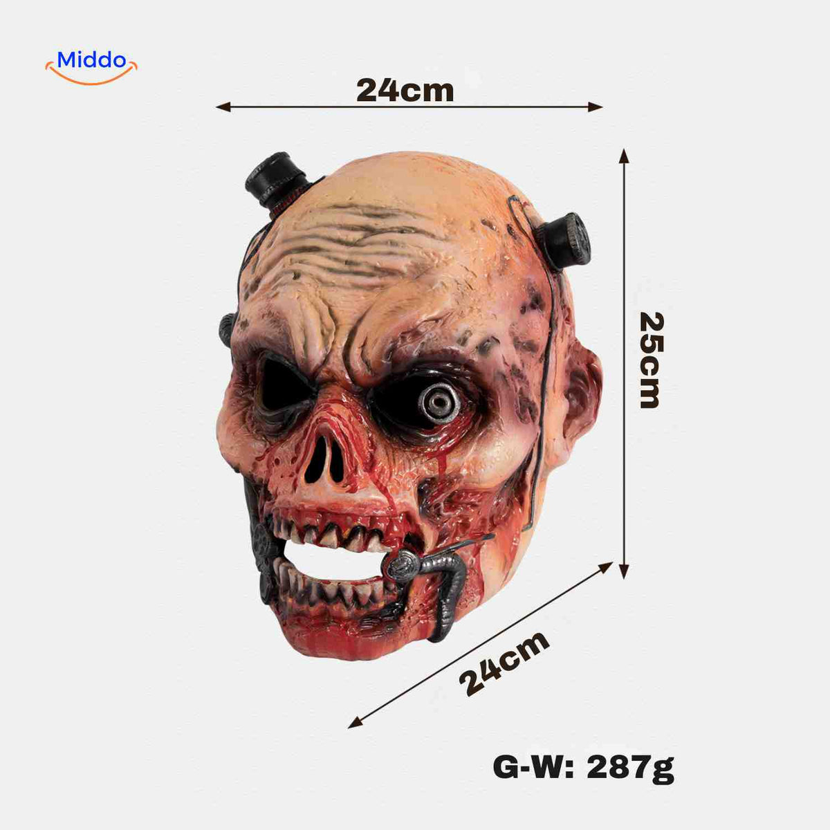 Horror Masker Cyborg-Zombie | RP-Schuim 24x25cm | Comfortabel Ademend | Halloween Kostuum Accessoire | Sansoti