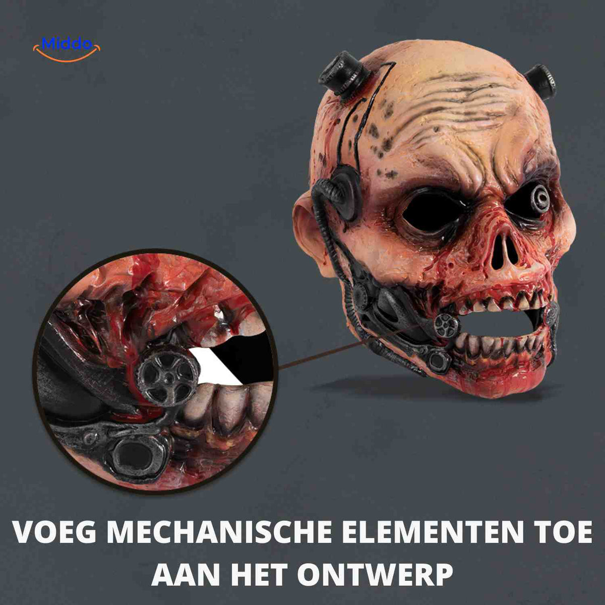 Horror Masker Cyborg-Zombie | RP-Schuim 24x25cm | Comfortabel Ademend | Halloween Kostuum Accessoire | Sansoti