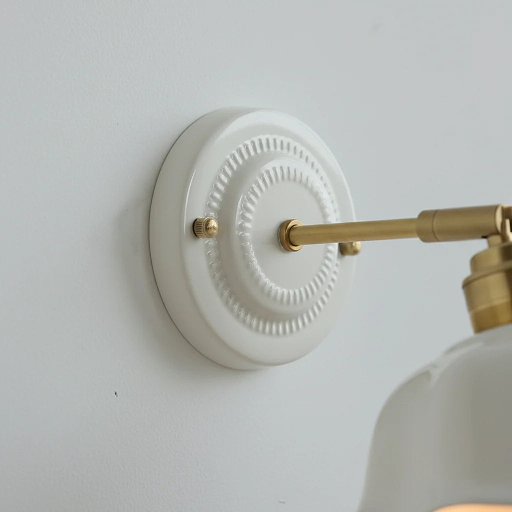 Wall Lamp Ceramic White Copper Rotatable E27 Bedroom Living Room Hall Retro Vintage Rustic Modern | Sansoti