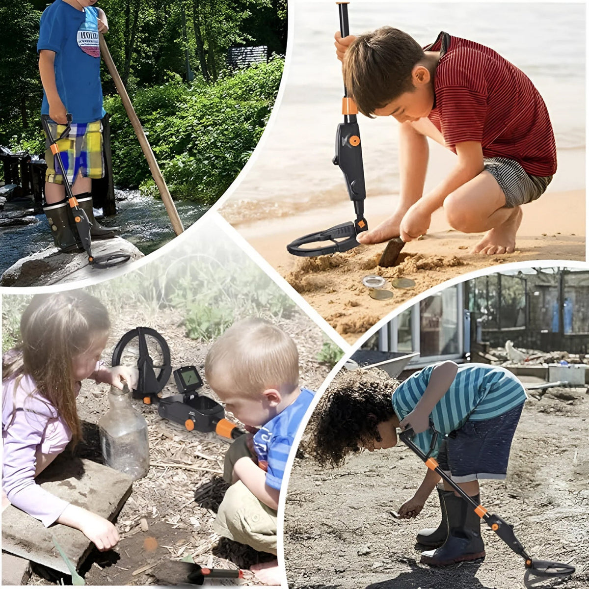 Kindermetaaldetector Waterbestendig 26cm Diepte Zwart Strandspeelgoed Educatief Schattenjacht Speelgoed | Sansoti